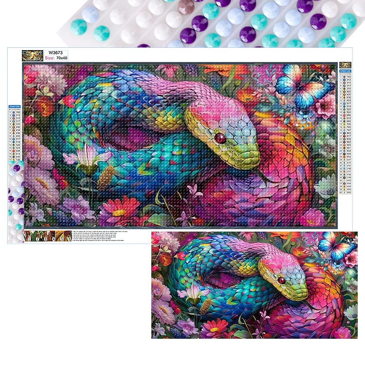 Colorful Snake 40*70CM (Canvas) Full Round Drill Diamond Painting gbfke