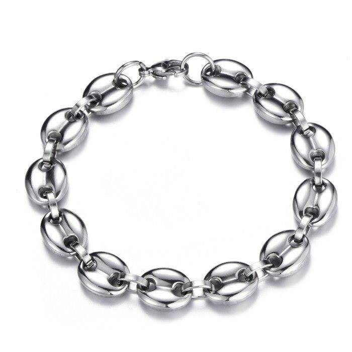 11MM  Silver Coffee Beans Link Chain-VESSFUL