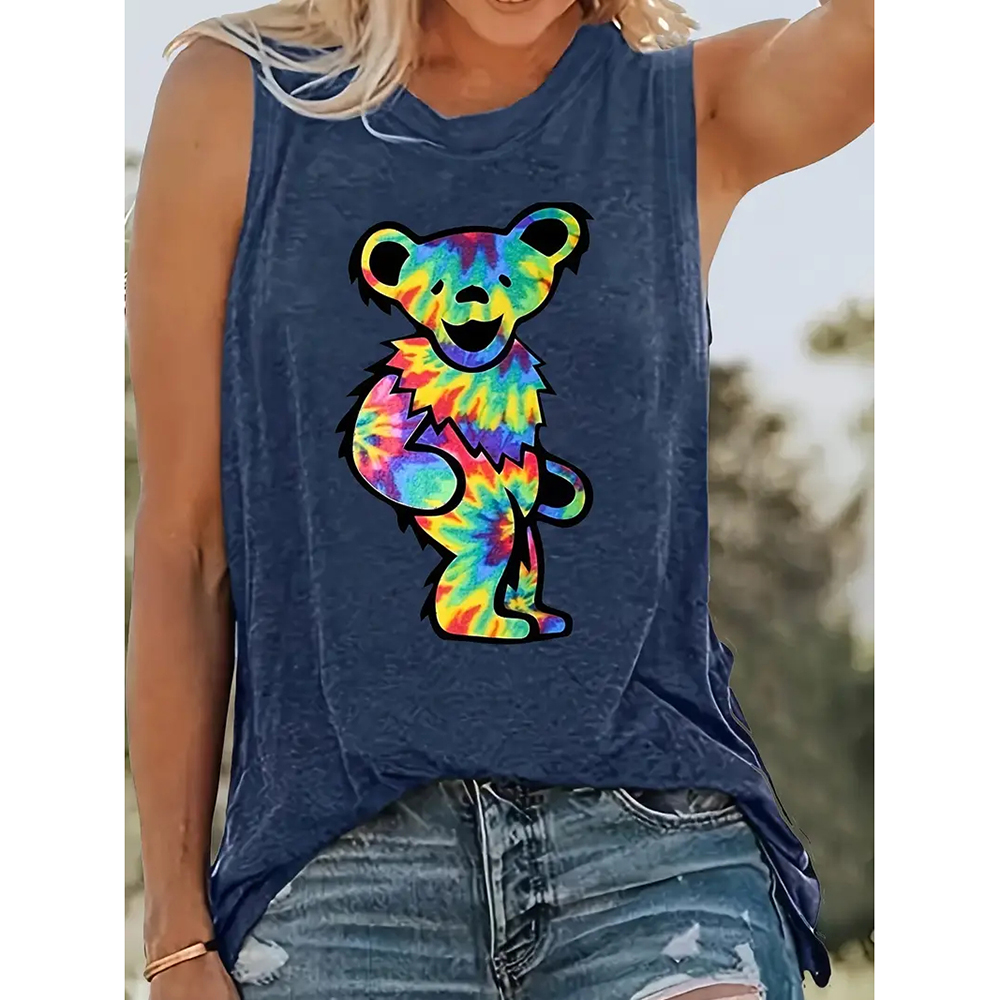 Teepublicz Women's Fashion Q of Hearts Pattern Printed Sleeveless Vest Simple White Sleeveless Tops Summer Breathable Women's Clothing