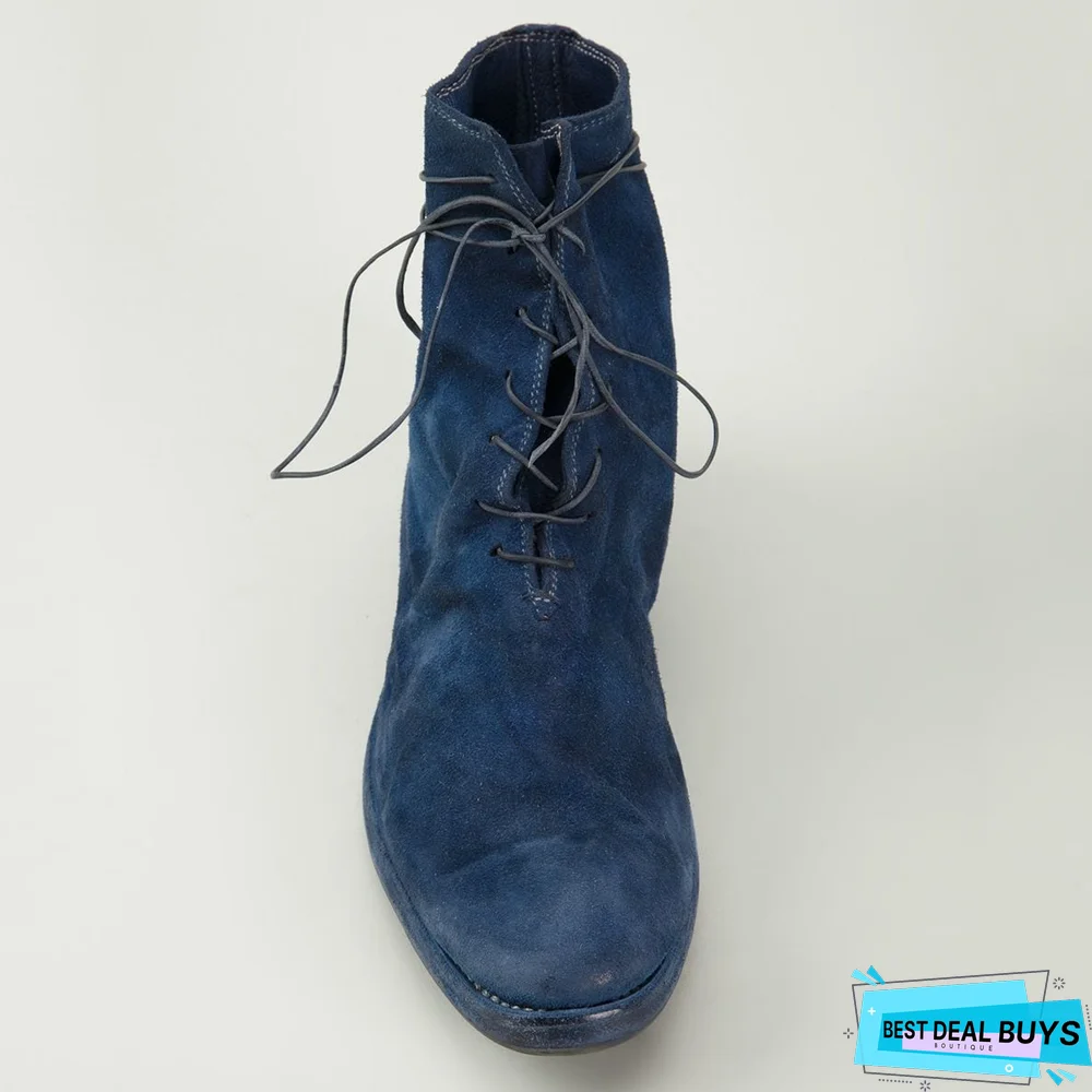 Suede Lace Up Military Boots