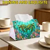 (24cm)Diamond Art Tissue Box Cover DIY PU Desktop Organizer Large(Turtle)