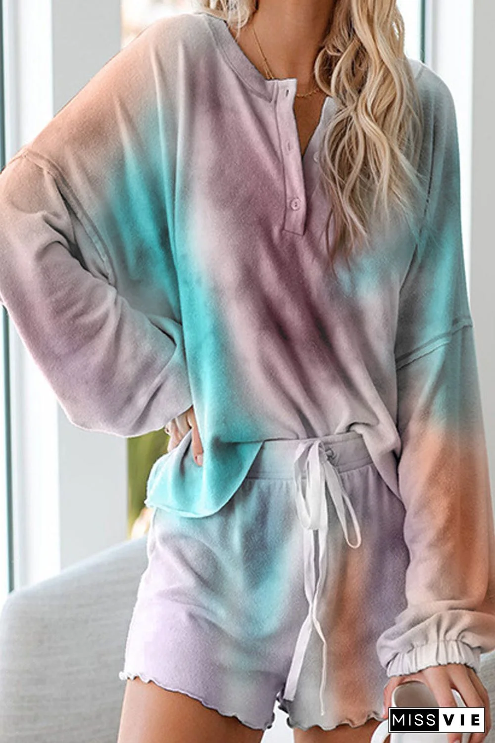 Tie Dye Ruched Two Pieces Sets