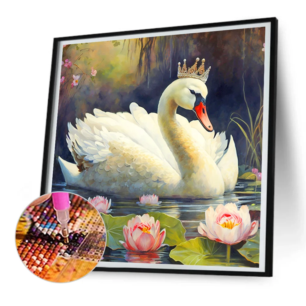 Full Round Diamond Painting 30*30cm - White Swan