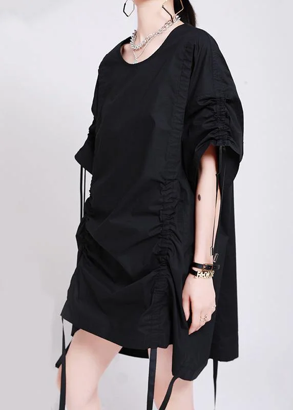 Bohemian Black Cinched Summer Cotton Dress