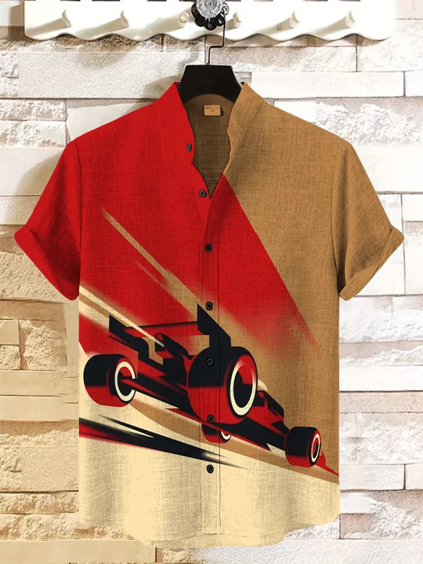 Men's Formula Racing Art Print Casual Shirt
