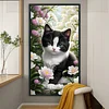 Diamond Painting - Full Round Drill - Cat and Flowers(Canvas|40*70cm)