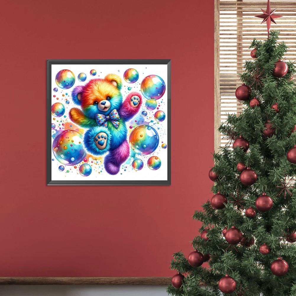 Diamond Painting - Full Round Drill - Rainbow Bear(Canvas|30*30cm)