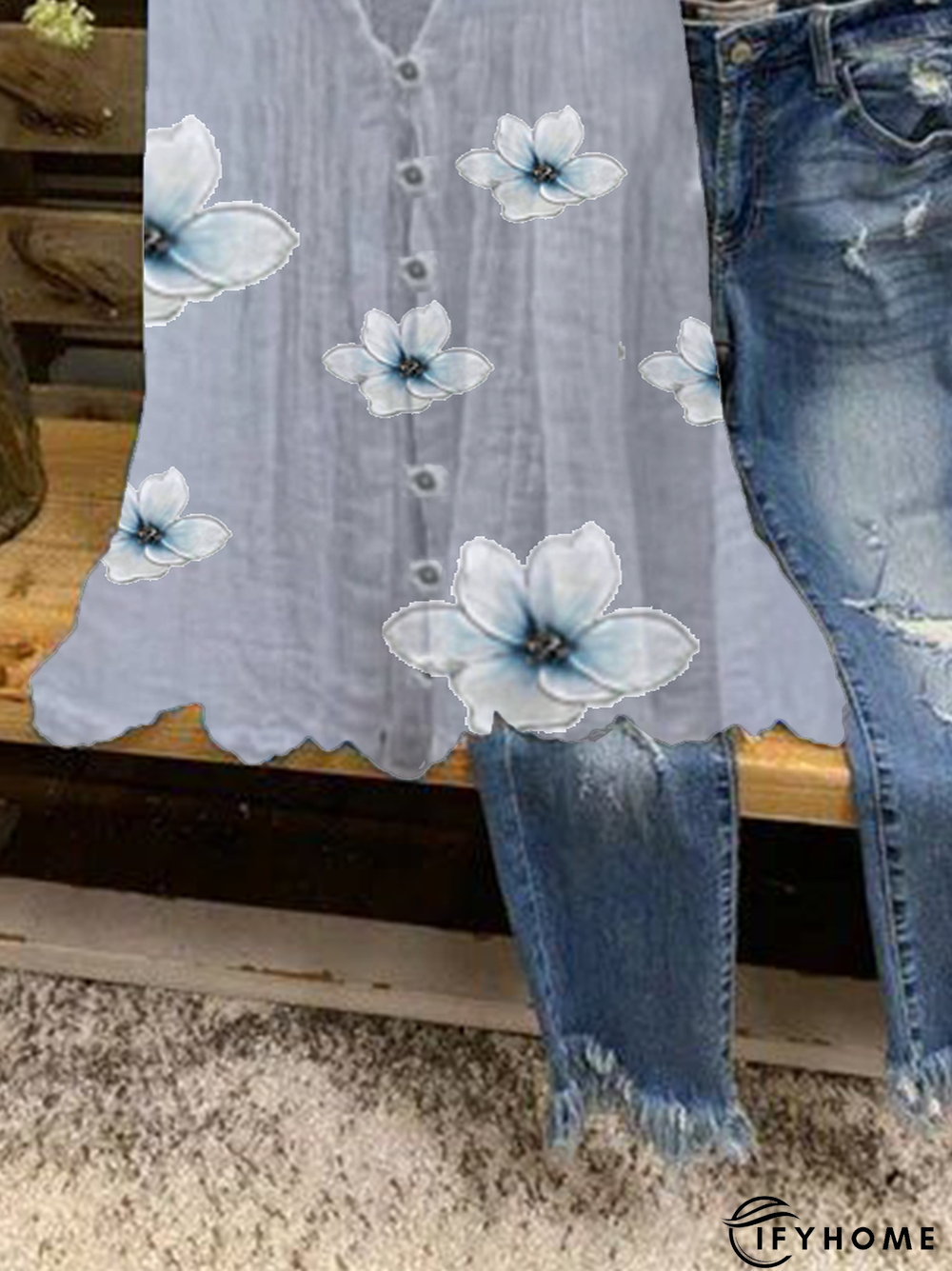 Buttoned Vintage Blouse | IFYHOME