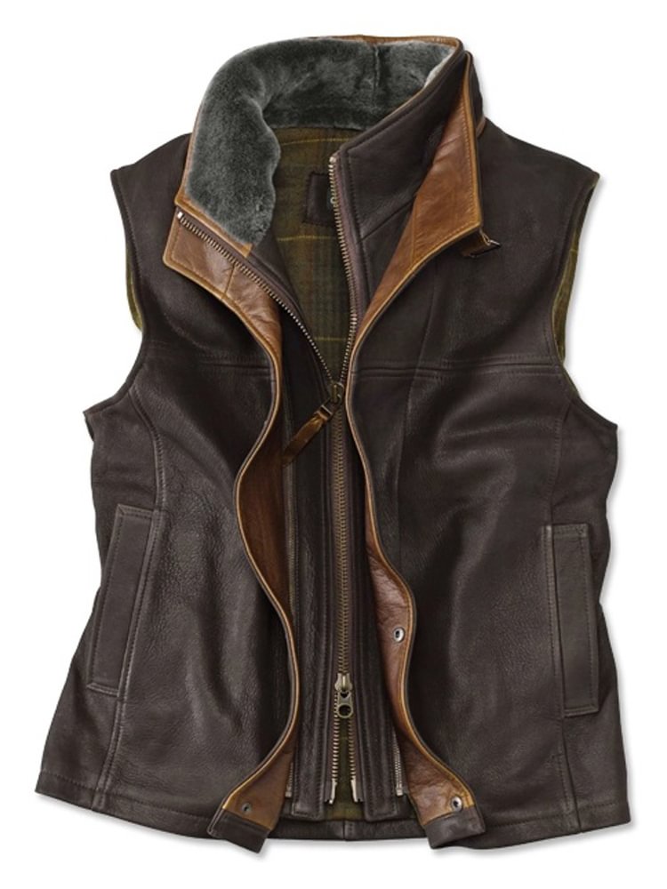 Men's Vintage Fashion Zipper Double Layer Collar Lapel Vest-Compassnice®
