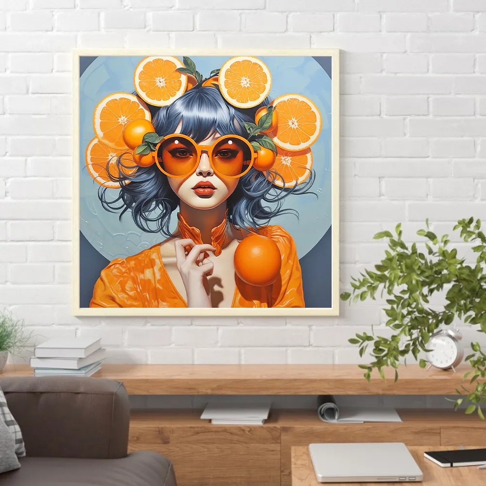 Full Round Diamond Painting 40*40cm - Orange Girl