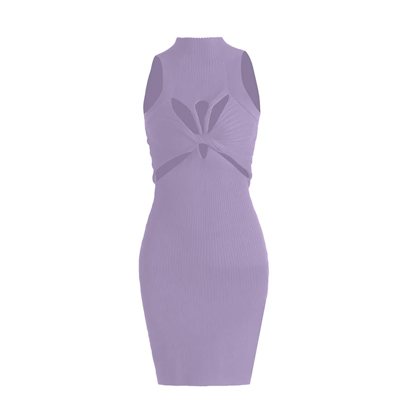 Brownm Spring 2025 New Hollow Knitted Vest Dress Slimy And Sexy Short-Packed Dress