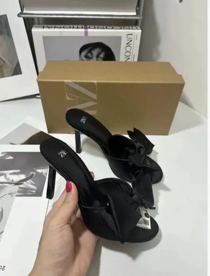 Breakj Breakj Spanish Summer New Women's Shoes Big Bows Decorated With Filts Rose Fine High Heel Sandals