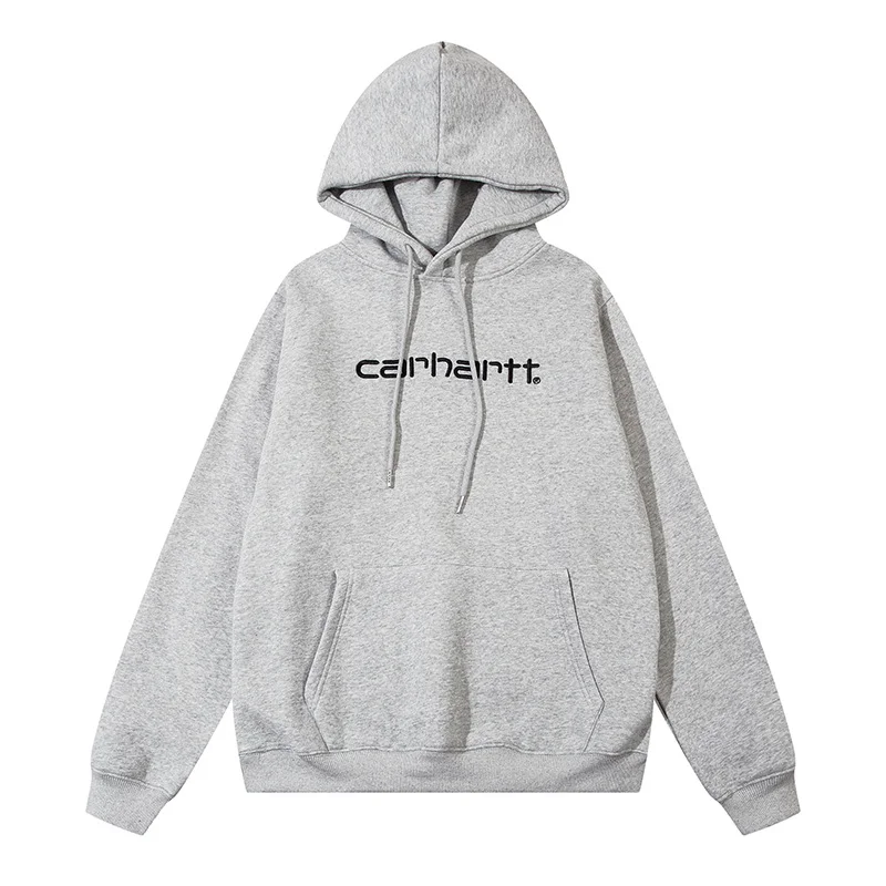 Carhartt Classic Letter Embroidered Men's and Women's Loose Hooded Plus Fleece Hoodie