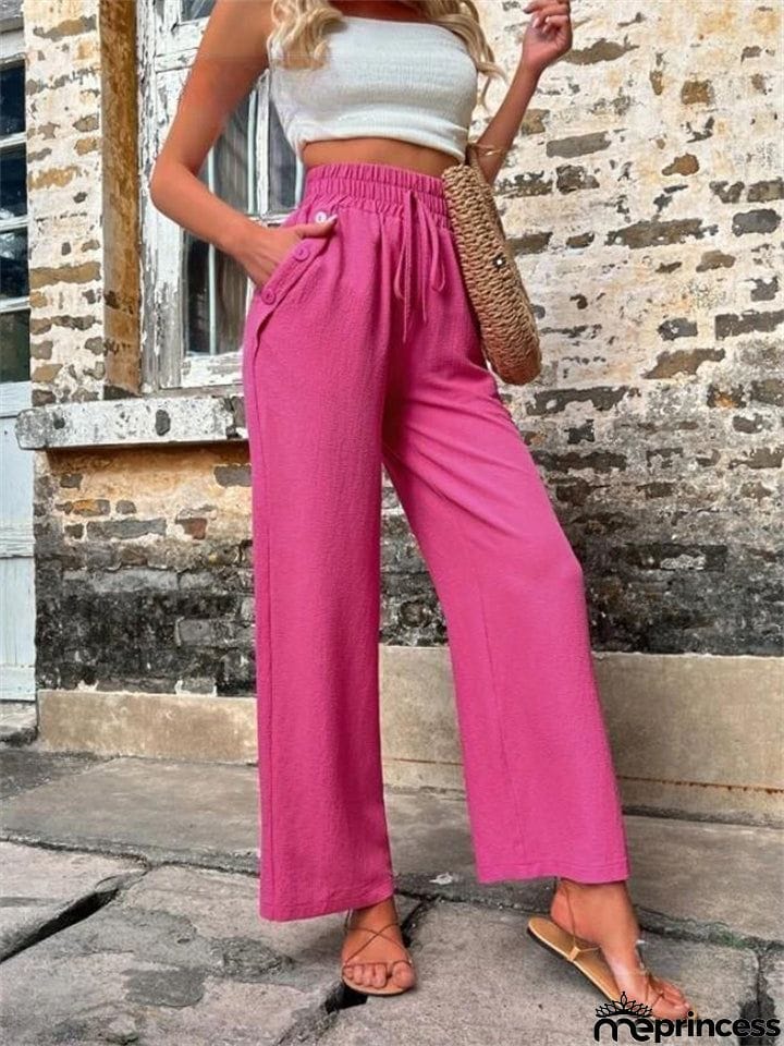 Ladies Stylish New High-rise Solid Casual Pants