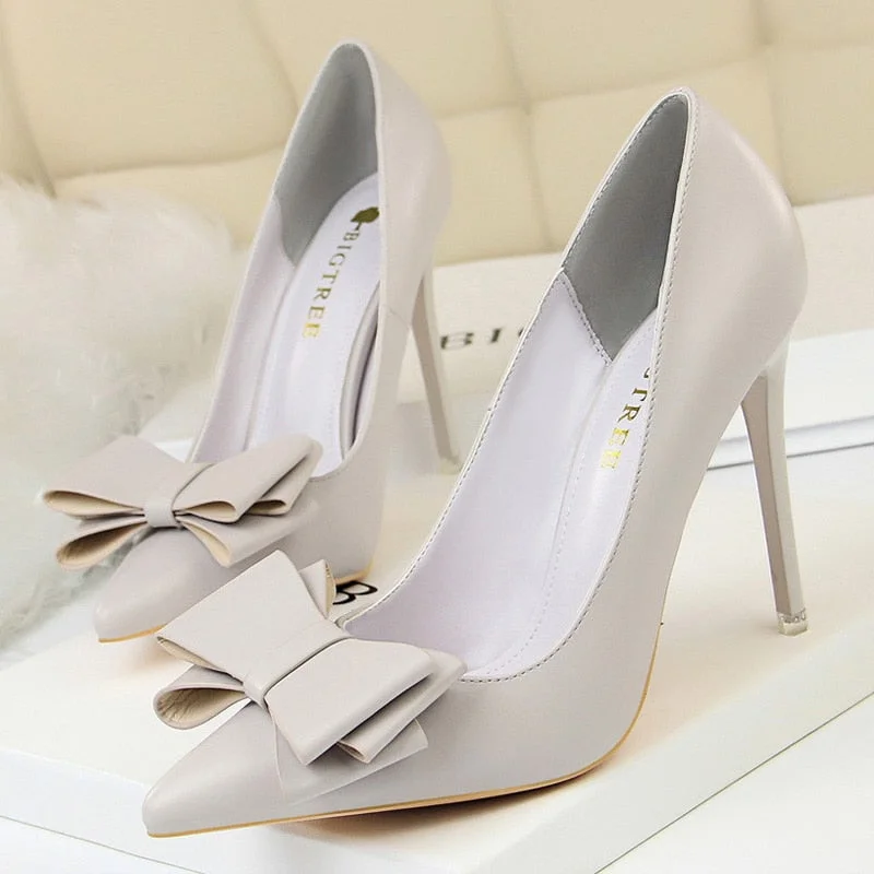 BIGTREE Shoes Bow-knot Pumps Women High Heels 2022 Fashion Women Heels Lady Stiletto Shoes Wedding Shoes Classic Pumps Footwear