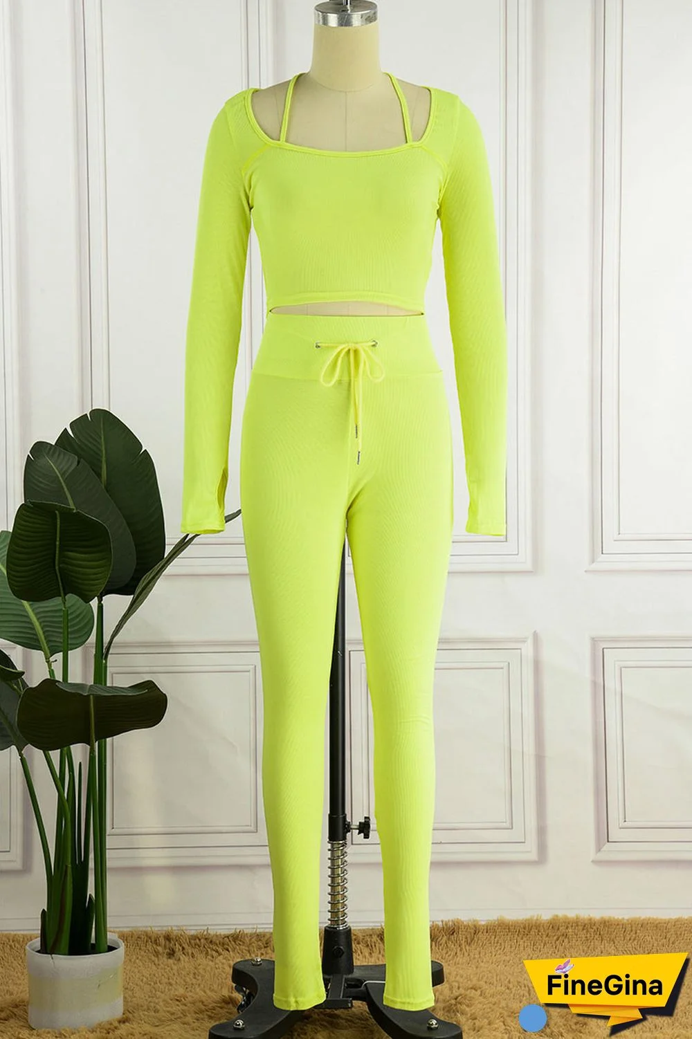 Yellow Casual Street Solid Patchwork Square Collar Long Sleeve Two Pieces