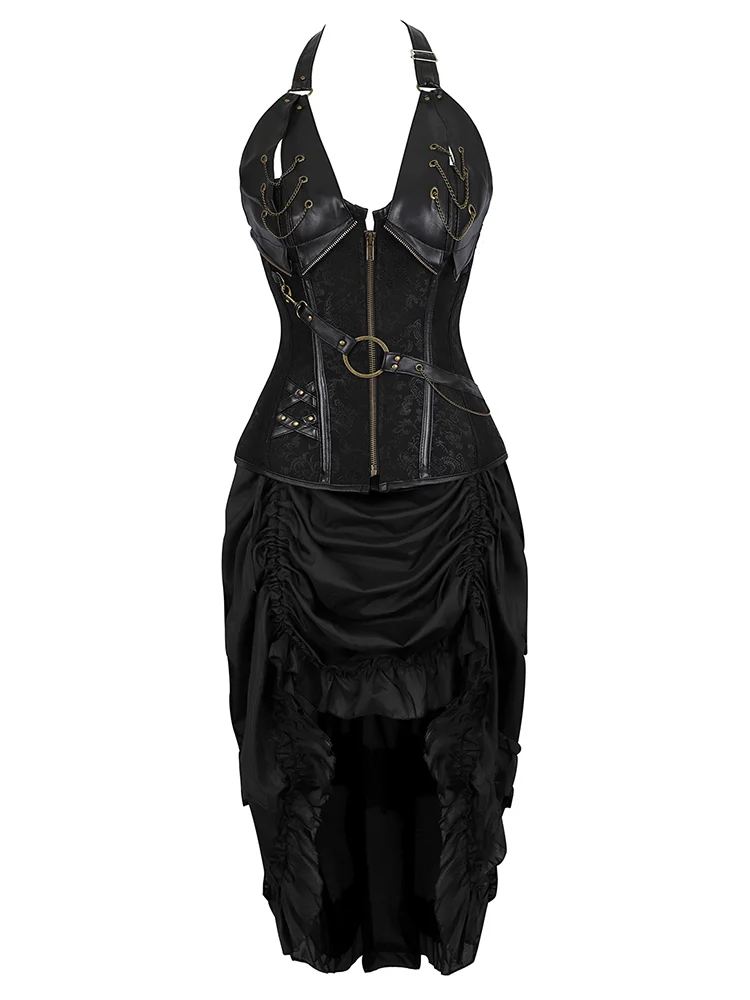 Billionm Corset Dress Vintage skirt Goddess Costume High Low Ruffle Party Pirate Skirts Lolita Medieval Victorian 3-piece Set