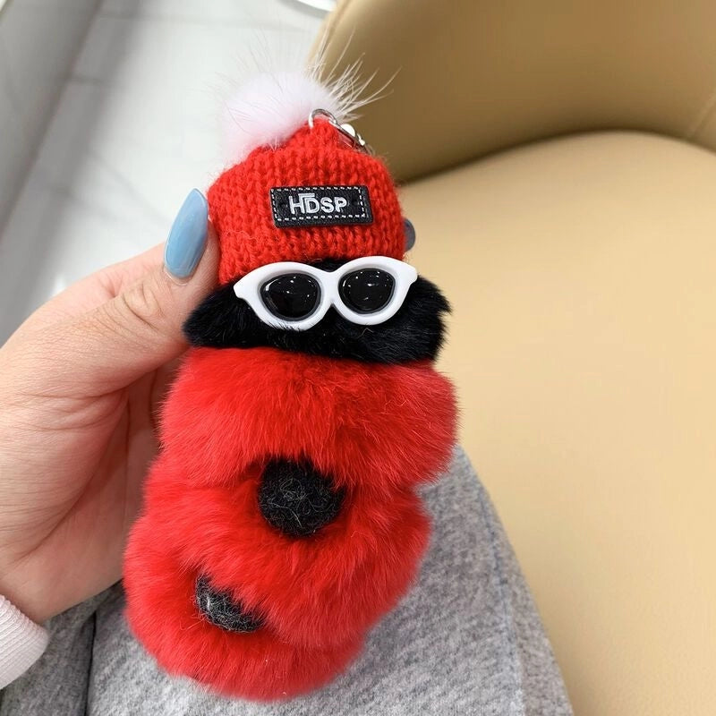 Cute Caterpillar Plush Unisex Bag Pendant Keychain
