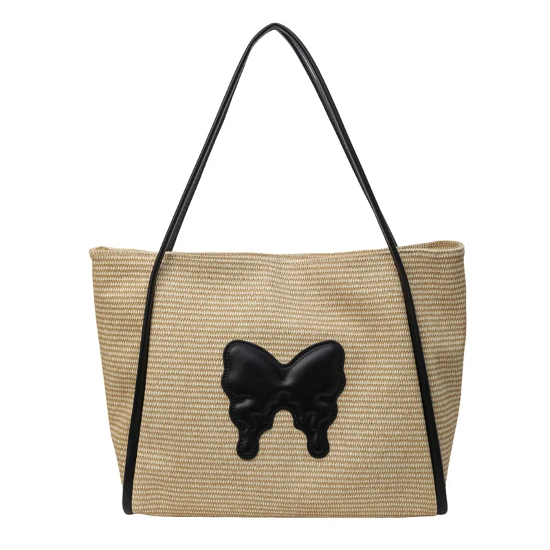 Pongl Pongl Bag Female 2024 On The New Triomphe Grass Basket Holiday Beach Bag Butterfly One Shoulder Underarm Bag