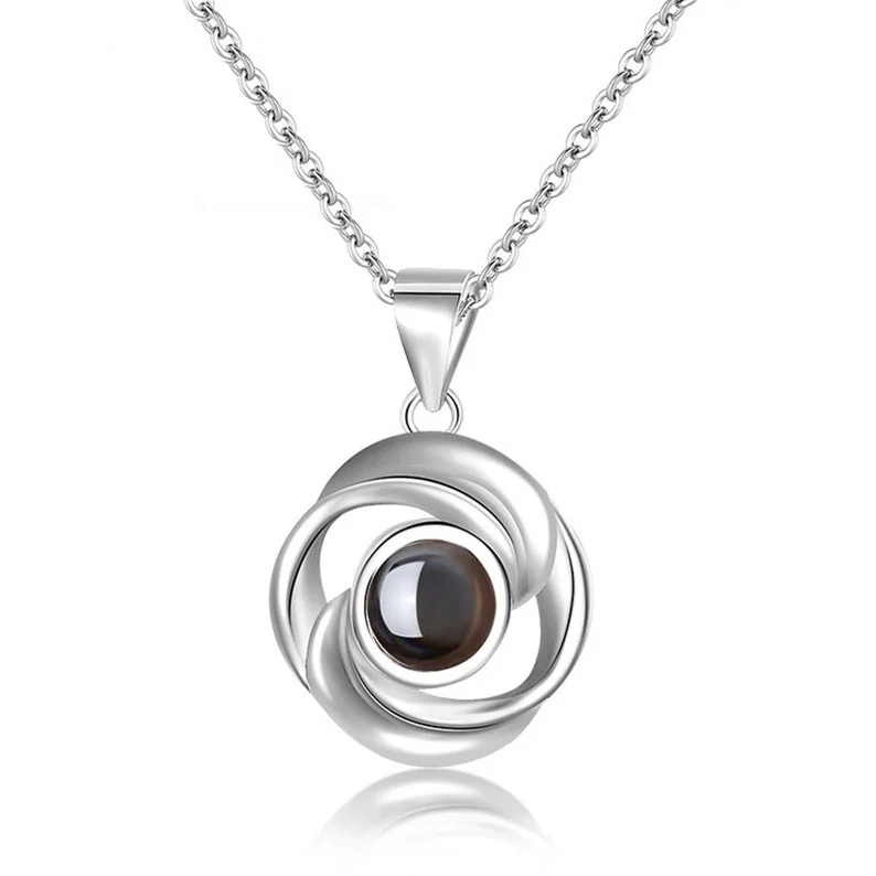 Personalized Rose flower photo necklace