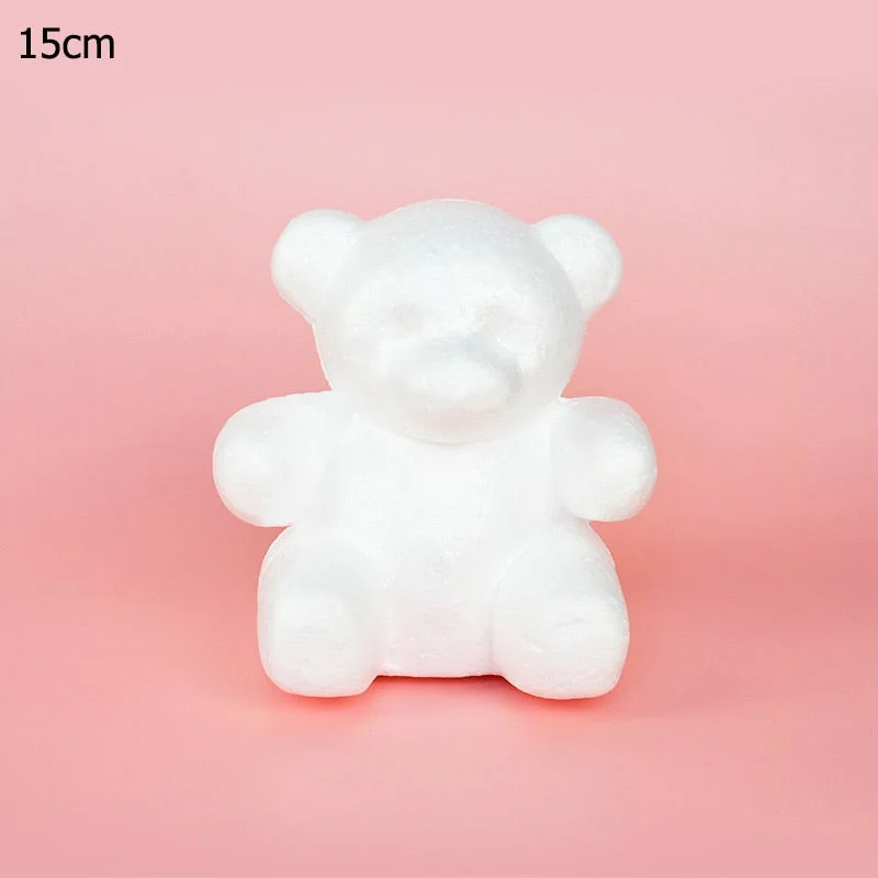 1Pcs Modelling Polystyrene Styrofoam White Foam Bear Mold Teddy For Valentine's Day Gifts Birthday Party Wedding Decoration