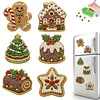 6PCS Sweet Gingerbread DIY Pearl Diamond Painting Christmas Fridge Magnets, Sparkling Rhinestone Refrigerator Magnet Craft Kit for Home Decor & Gifts