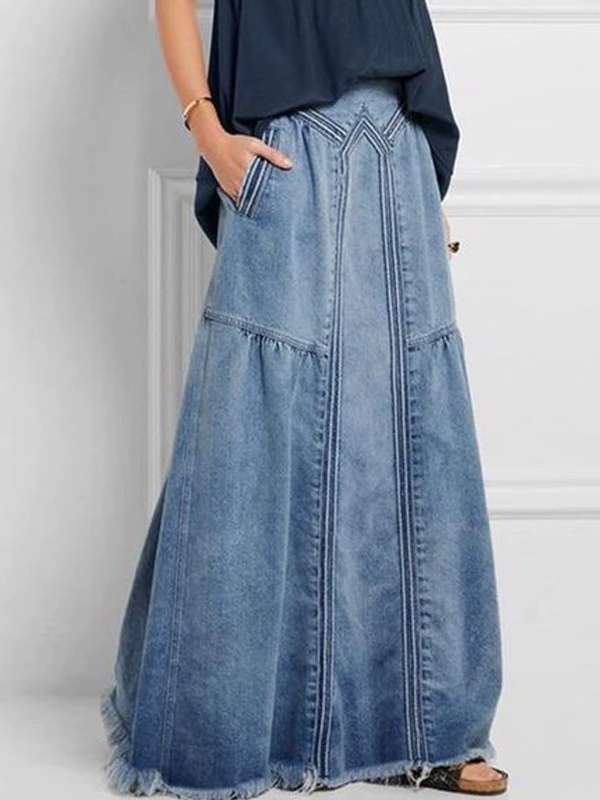Loose Denim A-Line Skirt
