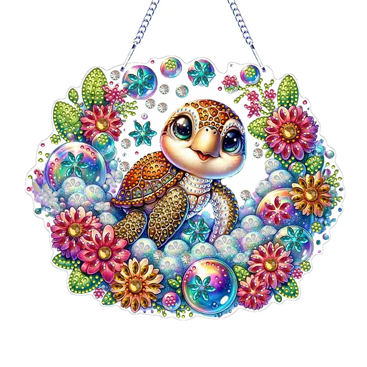 【Pendant】PET Double Sided Special Shaped Flower Turtle Diamond Painting Hanging Decor gbfke