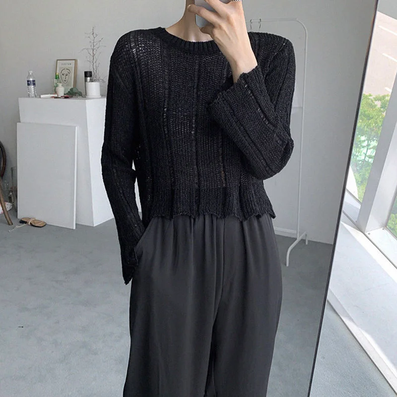 Pullovers Women Solid Long Sleeve O-neck Loose Elasticity Sweet Korean Style Lazy Chic Gentle Outwear Sweaters Knitted Female