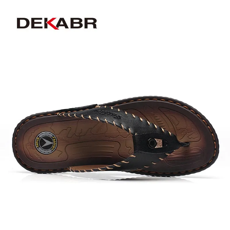 DEKABR Brand Leather Summer Men Slippers Beach Sandals Comfort Men Casual Shoes Fashion Men Flip Flops Hot Sell Footwear