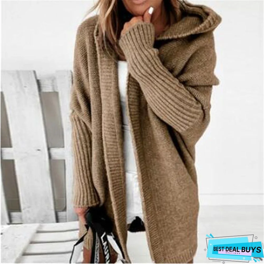 Women's Casual Cardigan Soft Hoodie Oversized Knitted Sweater