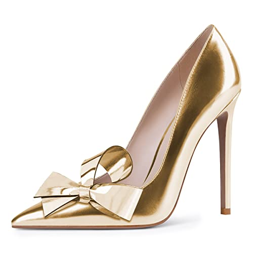 Gold&Black&Purple Pointy Toe Pumps Patent Leather Stiletto Heels