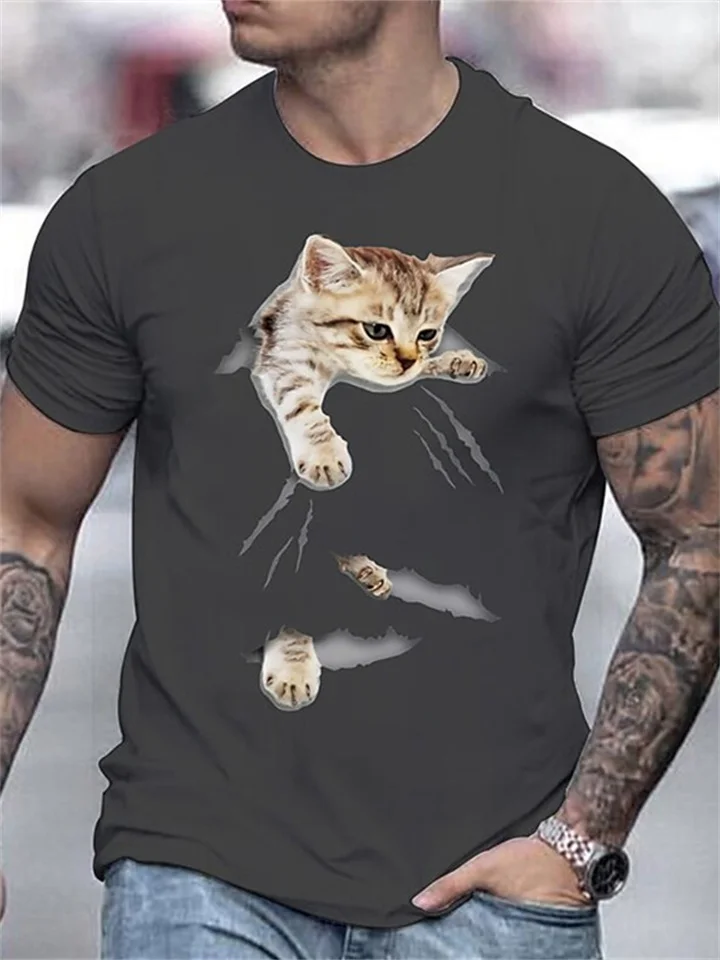 Summer Casual Men's 3D Print Round Neck Short-Sleeve T-Shirt-JRSEE