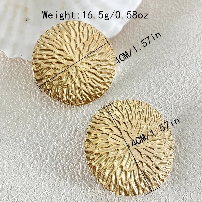 Exaggerated Minimalist Roman Style Round 304 Stainless Steel 14K Gold Plated Plating Rings Earrings