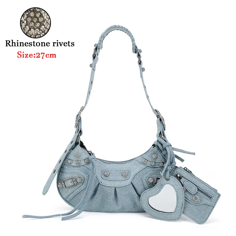 Bag New 2023 Black Gothic White Fashion Black Pink Rivets Crossbody Shoulder Bags Purse Women Underarm Bags  Motorcycle Bag