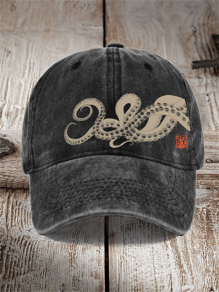 Comstylish Octopus Tentacles Japanese Art Washed Cap