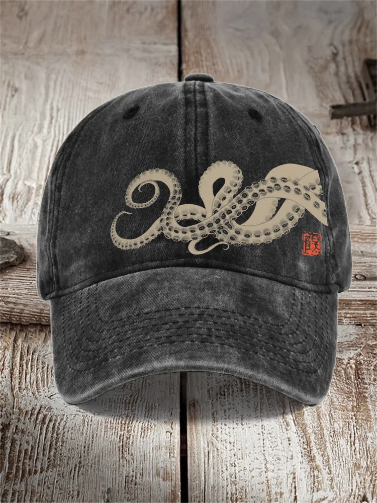 Octopus Tentacles Japanese Art Washed Cap