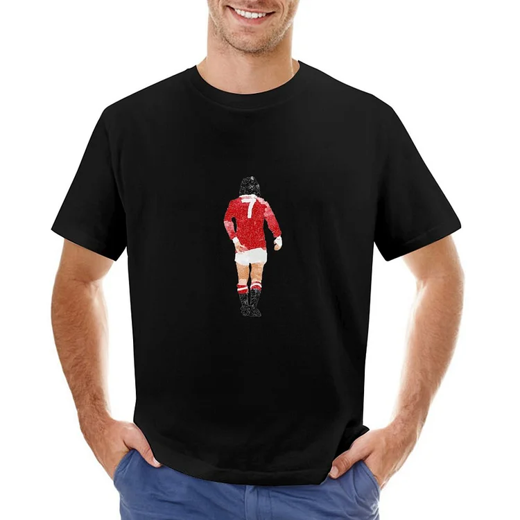 George Best Inspired watercolour Legend number 7 Red Devils Winger United Trinity Men's Soccer Culture Tee