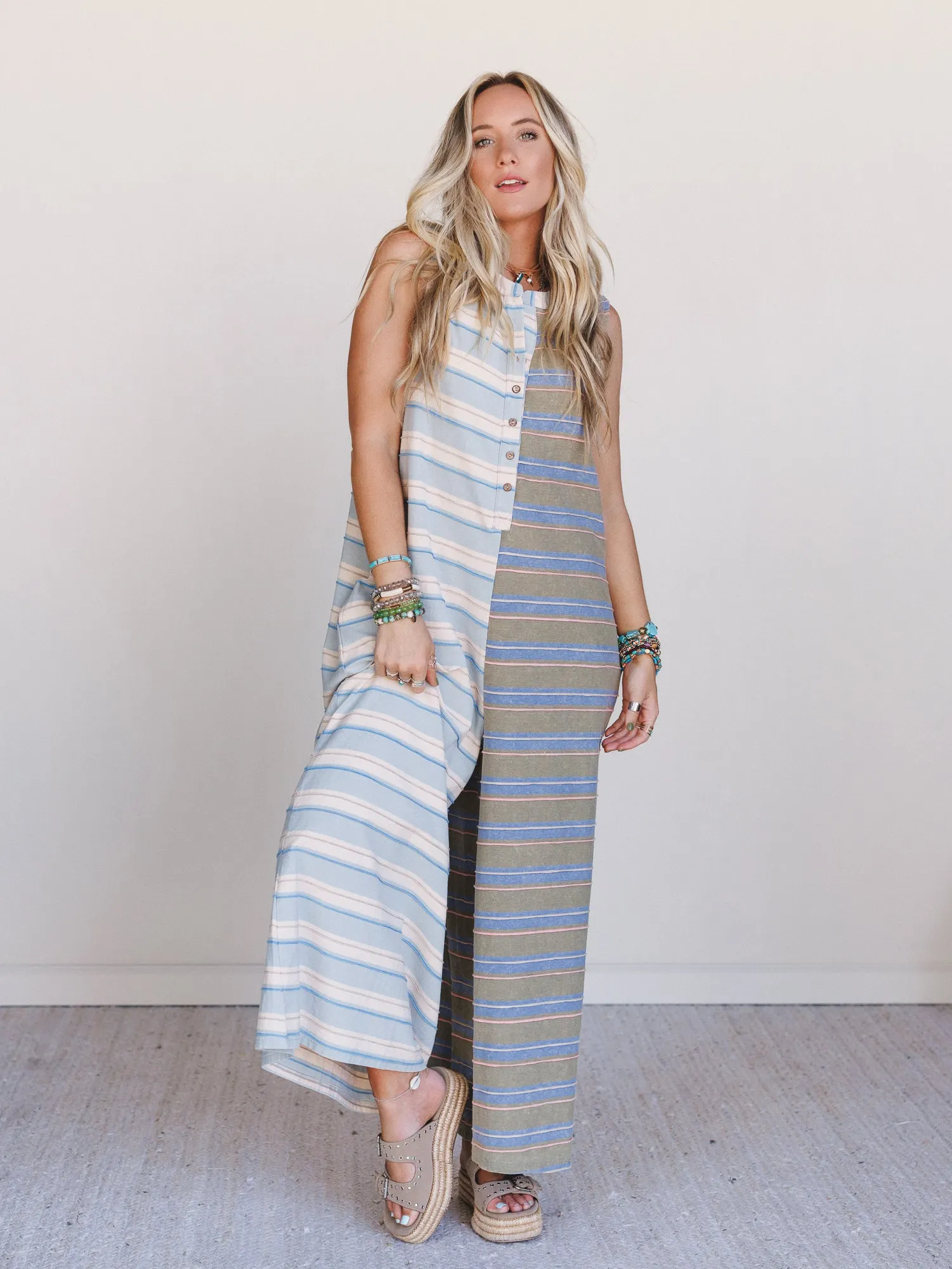 The Nest Cruise Lines Jumpsuit - Blue Olive
