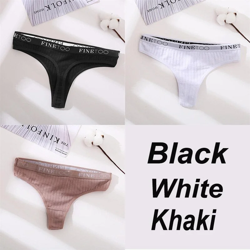 3PCS/Set Women Panties G-string Underwear Cotton Female Underpants Solid Color Briefs Lingerie Sexy Thong Panties for Woman M-XL