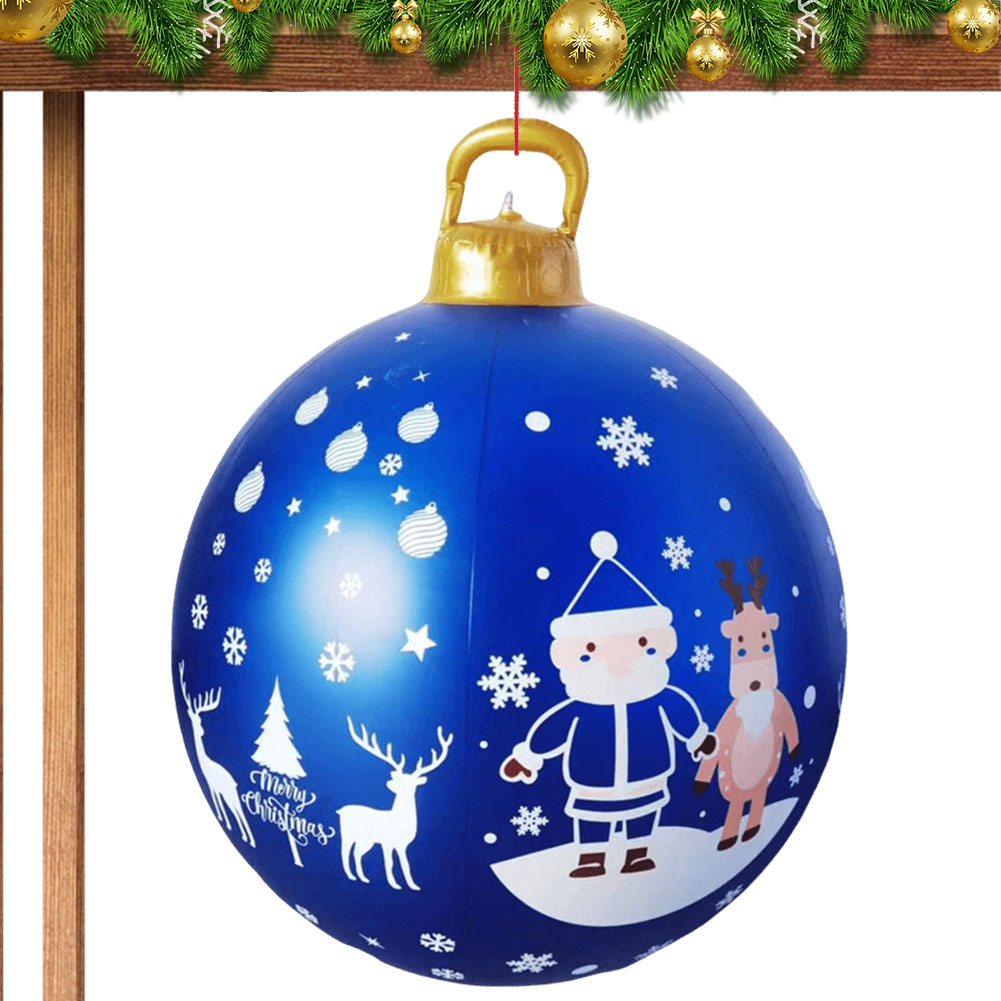 Tegooe 24 Inch LED Lighted Inflatable Christmas Ball - Giant PVC Outdoor Decor