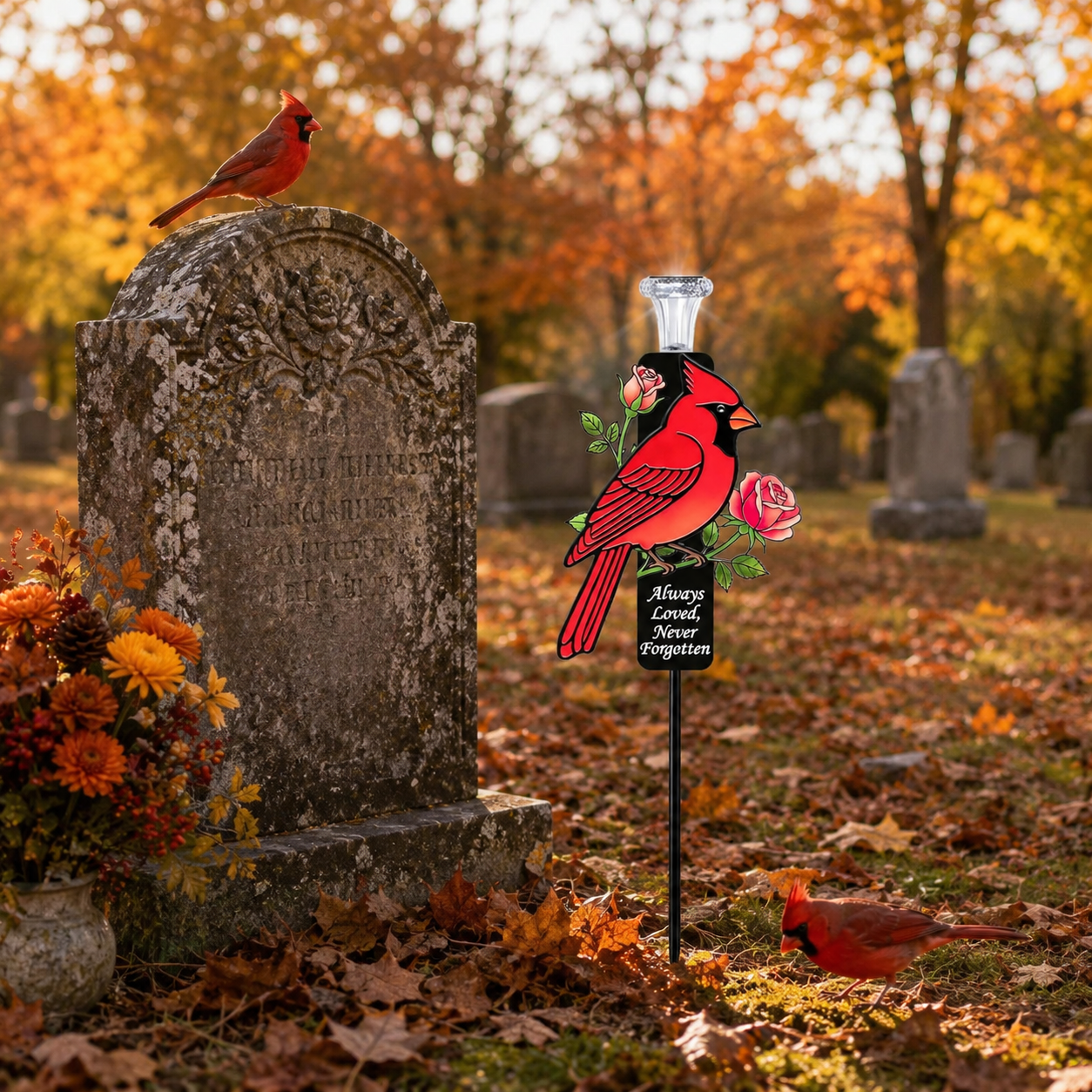 Cardinal Memorial Solar Garden Stake Light