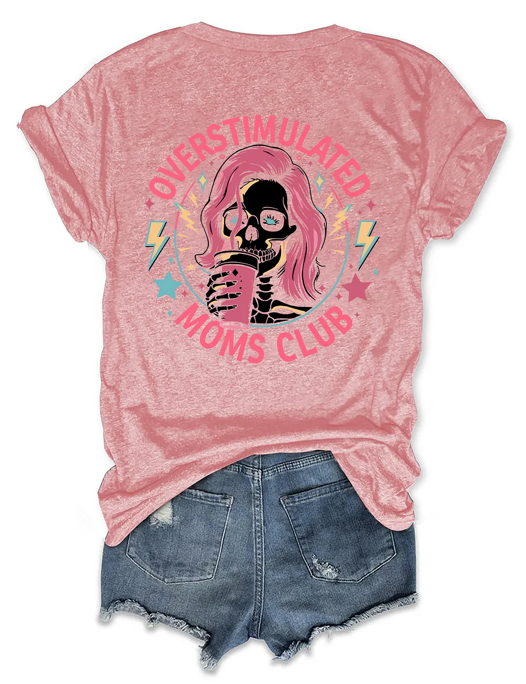 Skeleton Overstimulated Mom Club T-shirt