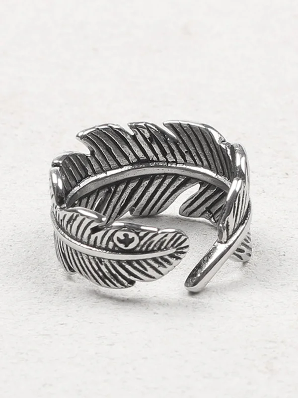 Vintage Fashion Boho Bird Wings Feather Shaped Opening Ring