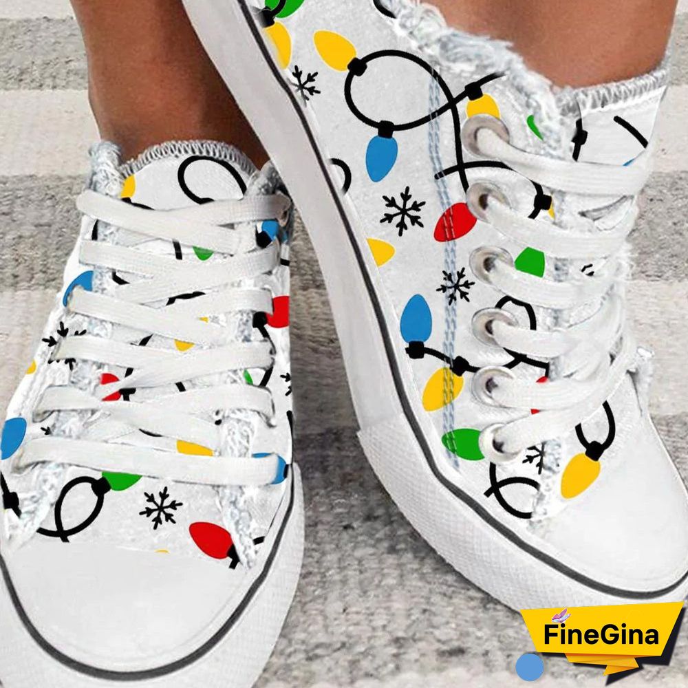 Women's Graphic Printed Round Toe Flat Heel Casual Shoes