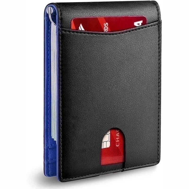 Men’s Solid Color Carbon Fiber Microfiber Flip Cover Card Holders