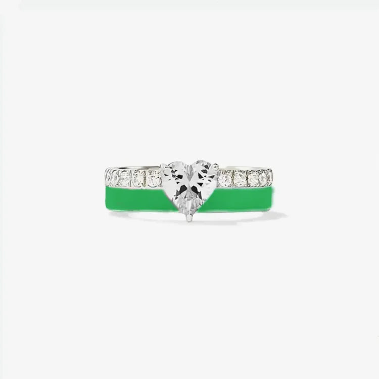 Irish By Blood American By Birth Patriot By Choice Green Enamel Heart Ring