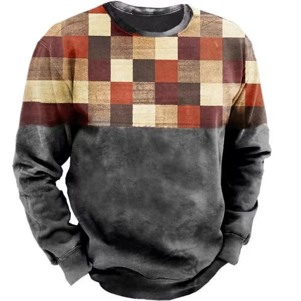 Men's Outdoor Plaid Pattern  Sweatshirt