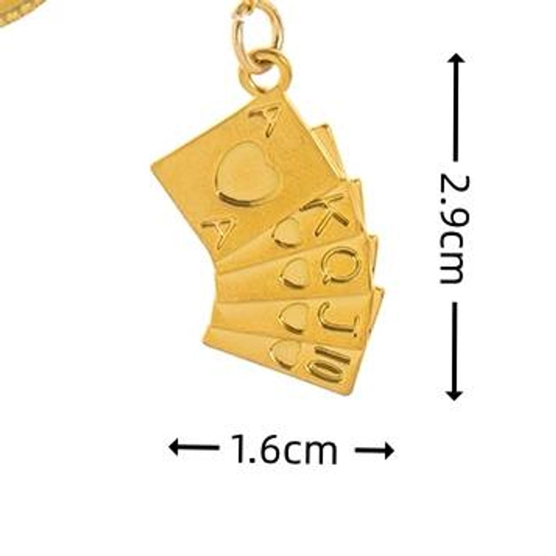 1 Piece 16*29mm 304 Stainless Steel Zircon 18K Gold Plated Poker Heart Shape Pendant Jewelry Accessories