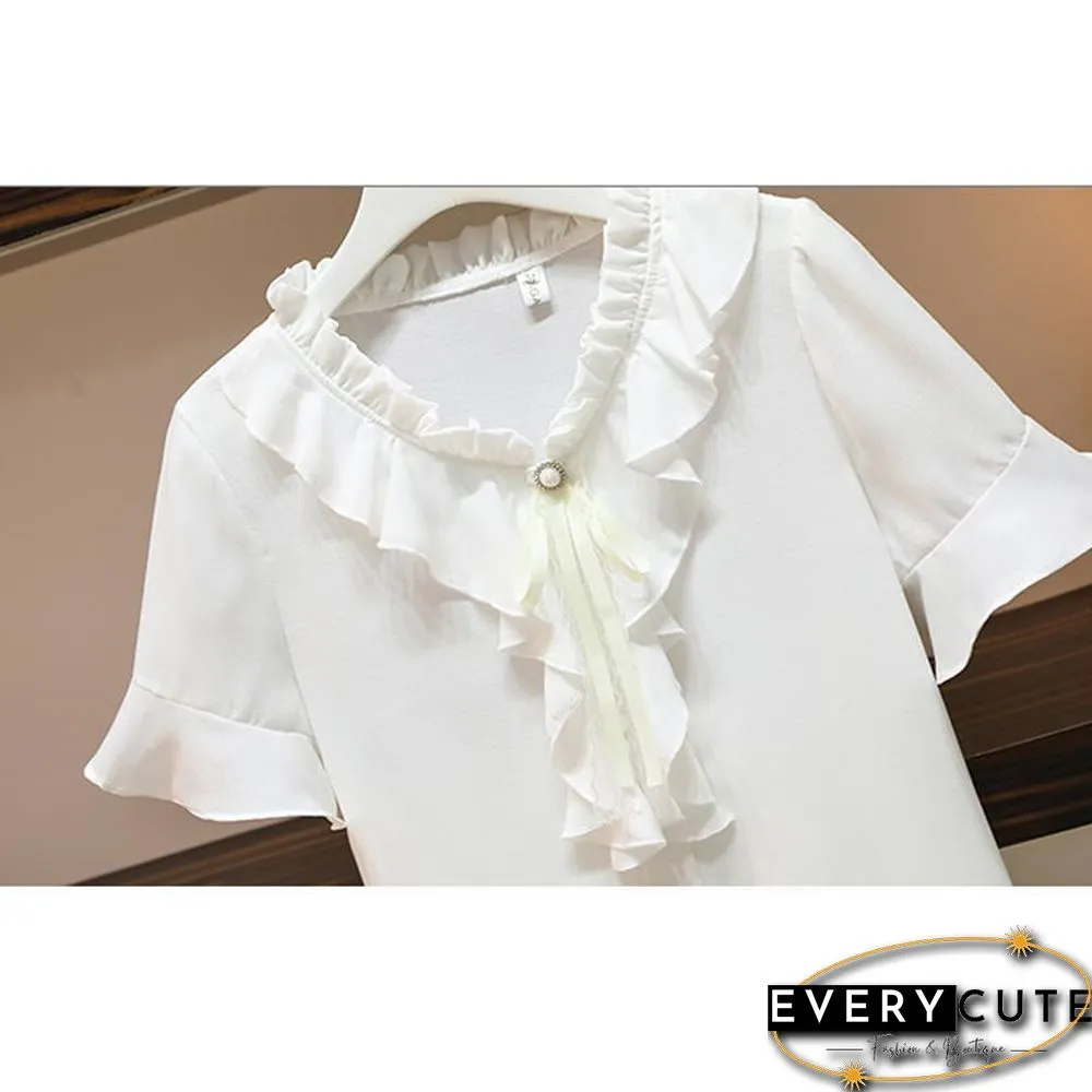 Chiffon Tee+Solid Color Skirt P10788